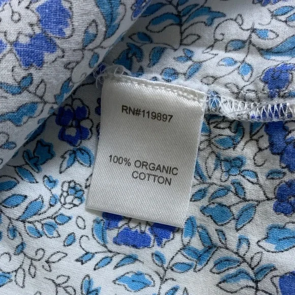 Anthropologie Saison de la Fleur Women’s Blue Floral Organic Cotton Top Chic S - Picture 8 of 11